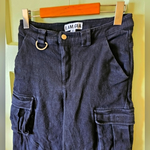 I.AM.GIA black wide leg cargo pants Y2K 90s mall goth - Picture 3 of 9